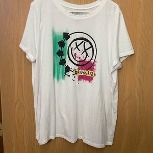 Torrid White Graphic Tee with Pink and Green Accents